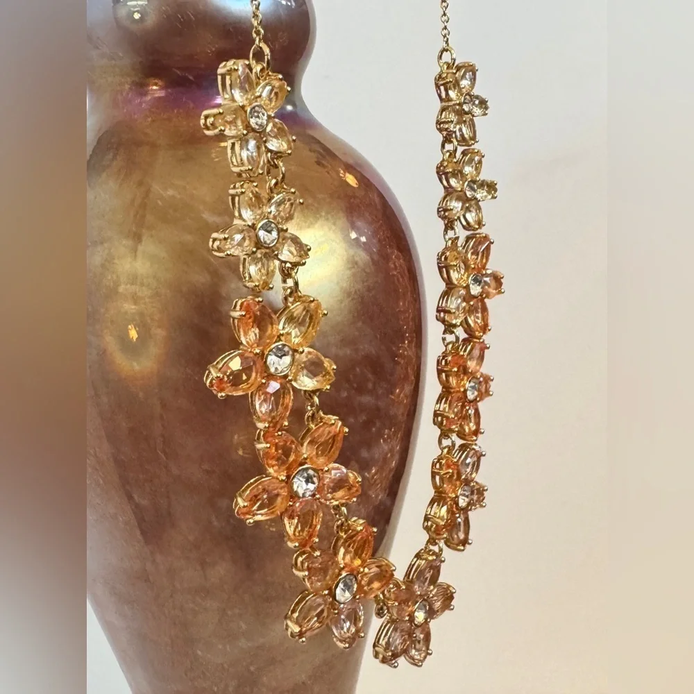 Kate Spade New York Gold-Plated Peachy Floral Crystal Necklace (15-18”)